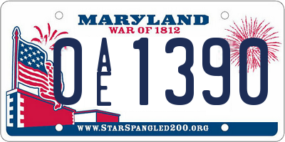 MD license plate 0AE1390