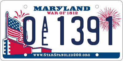 MD license plate 0AE1391