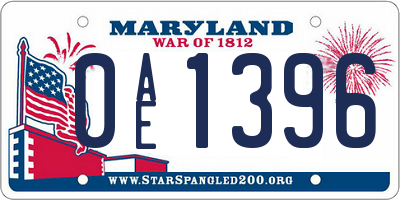 MD license plate 0AE1396