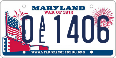 MD license plate 0AE1406