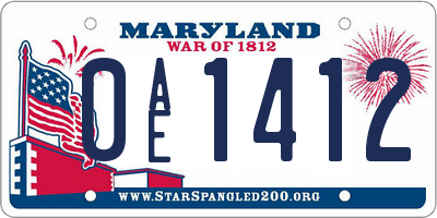 MD license plate 0AE1412