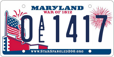 MD license plate 0AE1417