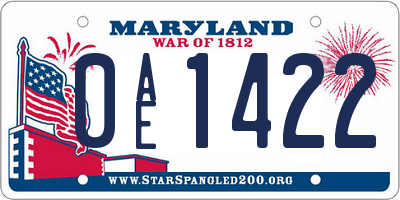MD license plate 0AE1422