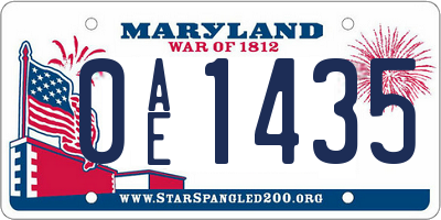 MD license plate 0AE1435