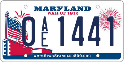 MD license plate 0AE1441