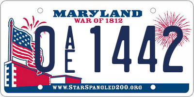 MD license plate 0AE1442