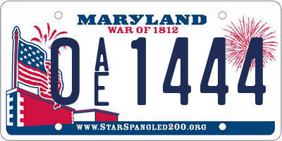 MD license plate 0AE1444