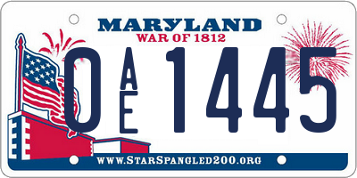 MD license plate 0AE1445