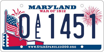MD license plate 0AE1451