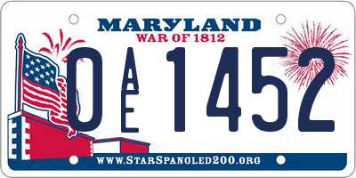 MD license plate 0AE1452