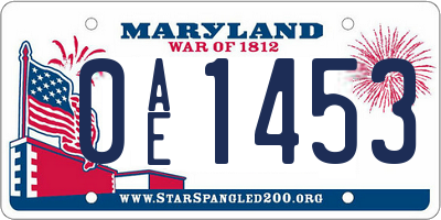 MD license plate 0AE1453