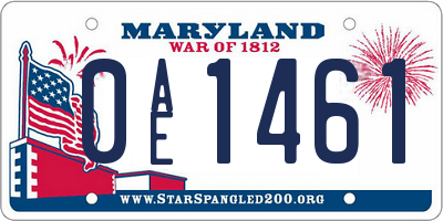 MD license plate 0AE1461