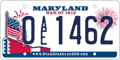 MD license plate 0AE1462