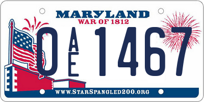 MD license plate 0AE1467