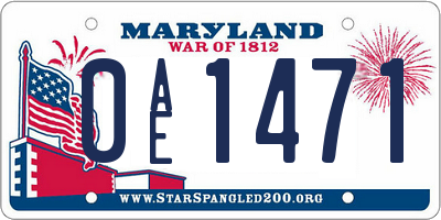 MD license plate 0AE1471