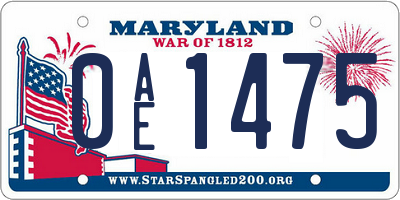 MD license plate 0AE1475