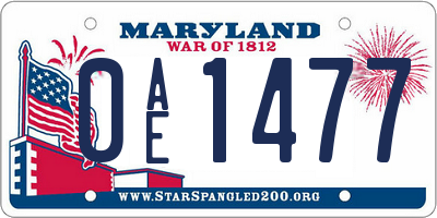 MD license plate 0AE1477
