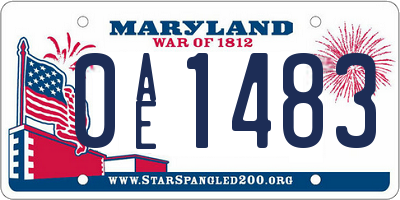 MD license plate 0AE1483