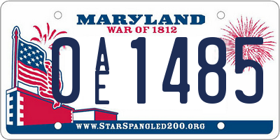 MD license plate 0AE1485
