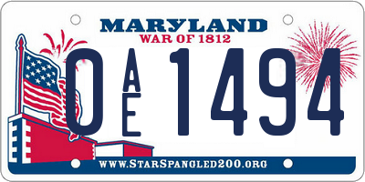 MD license plate 0AE1494
