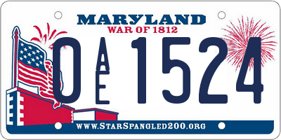 MD license plate 0AE1524