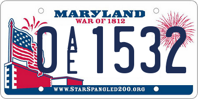 MD license plate 0AE1532