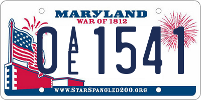 MD license plate 0AE1541