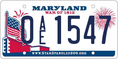 MD license plate 0AE1547