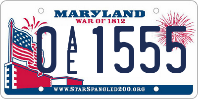 MD license plate 0AE1555