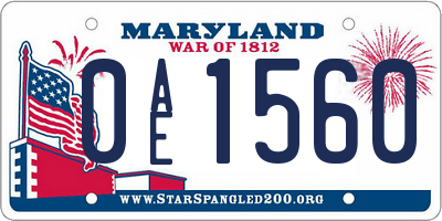 MD license plate 0AE1560
