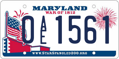 MD license plate 0AE1561
