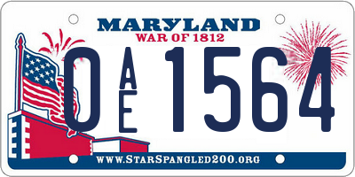 MD license plate 0AE1564
