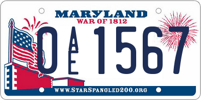MD license plate 0AE1567
