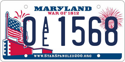 MD license plate 0AE1568