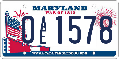 MD license plate 0AE1578
