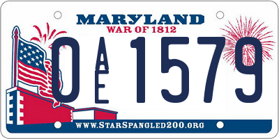MD license plate 0AE1579