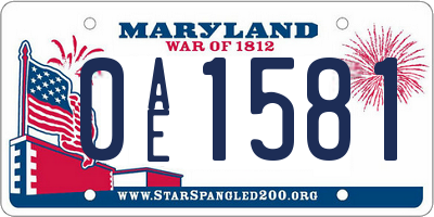 MD license plate 0AE1581