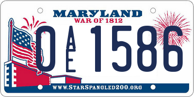 MD license plate 0AE1586