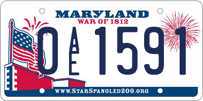 MD license plate 0AE1591