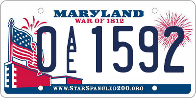 MD license plate 0AE1592