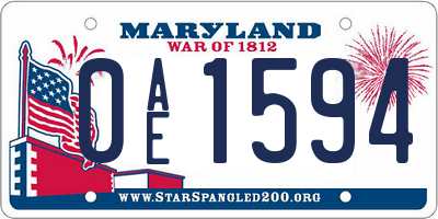 MD license plate 0AE1594