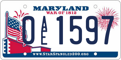 MD license plate 0AE1597