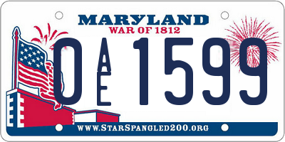 MD license plate 0AE1599