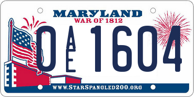 MD license plate 0AE1604