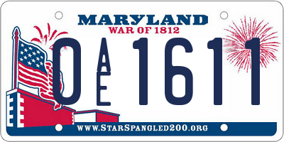 MD license plate 0AE1611