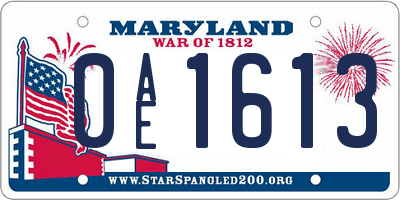 MD license plate 0AE1613