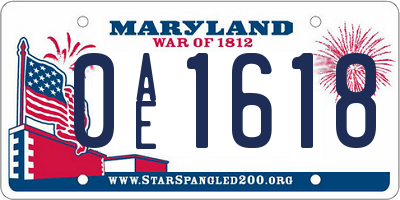 MD license plate 0AE1618