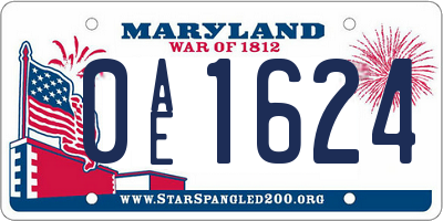 MD license plate 0AE1624