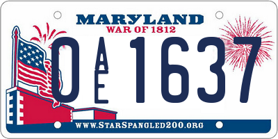 MD license plate 0AE1637