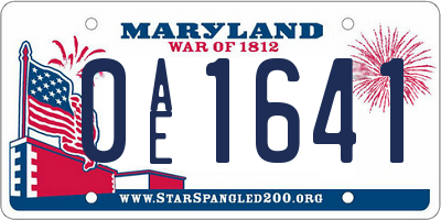 MD license plate 0AE1641
